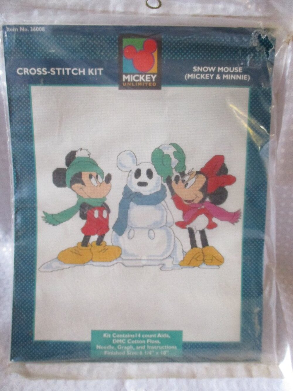NIP Mickey Unlimited Snow Mouse Leisure Arts Counted Cross Stitch Kit